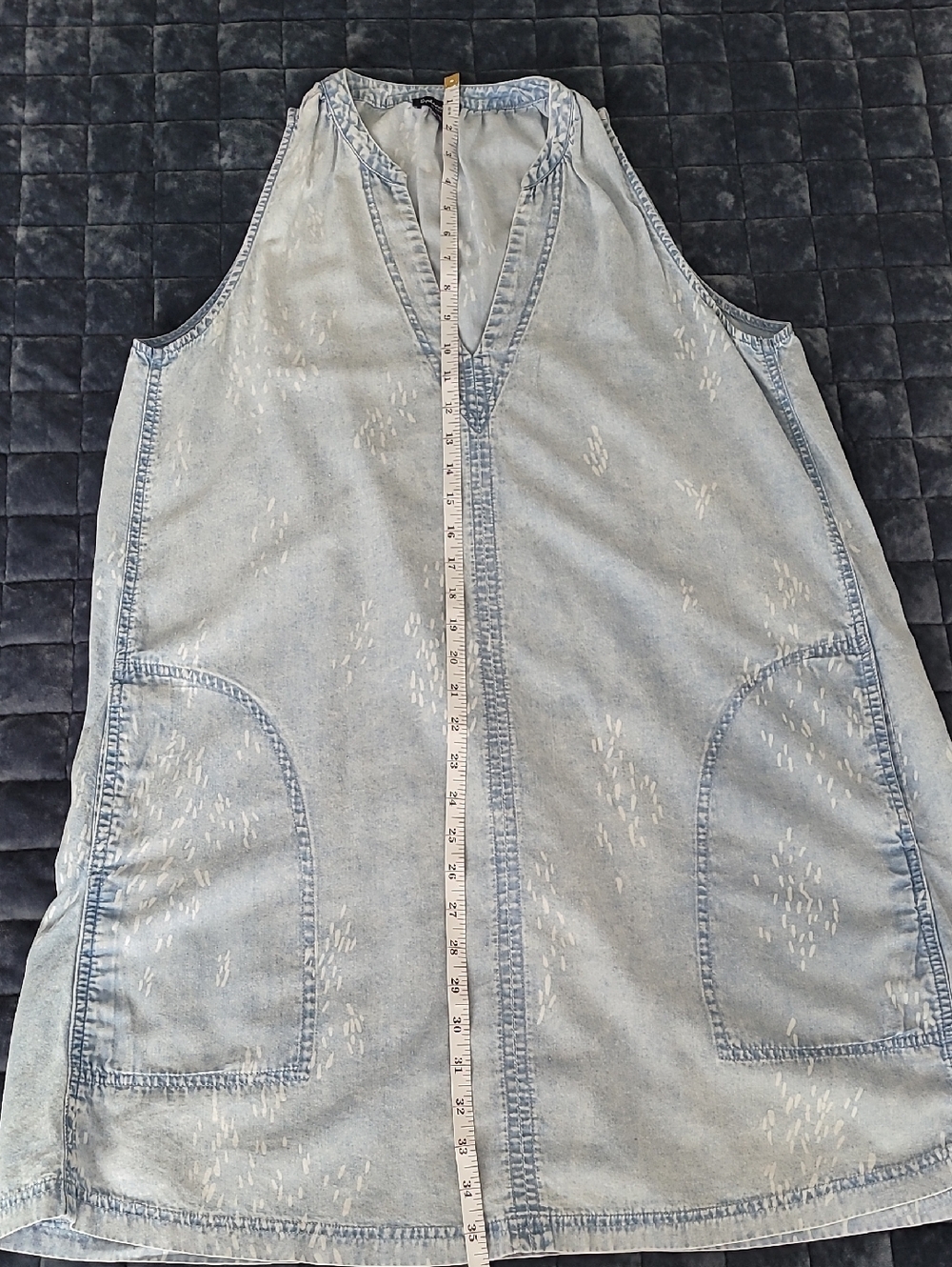 Splendid Light Blue Washed Denim Sleeveless Tunic - Picture 7 of 7
